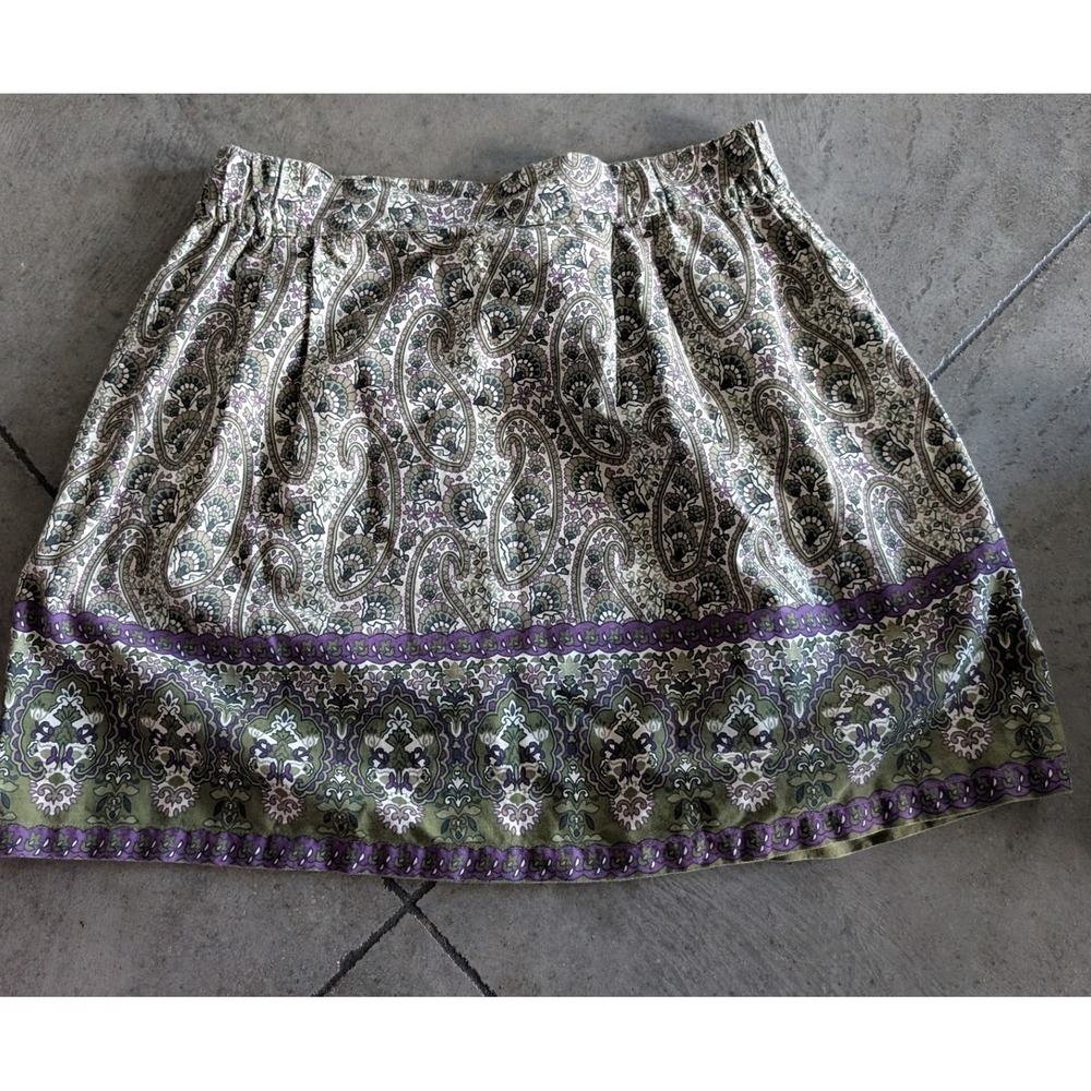 Converse Paisley Print Mini Skirt 100% Cotton Elastic Waist Boho Size M - Picture 3 of 6